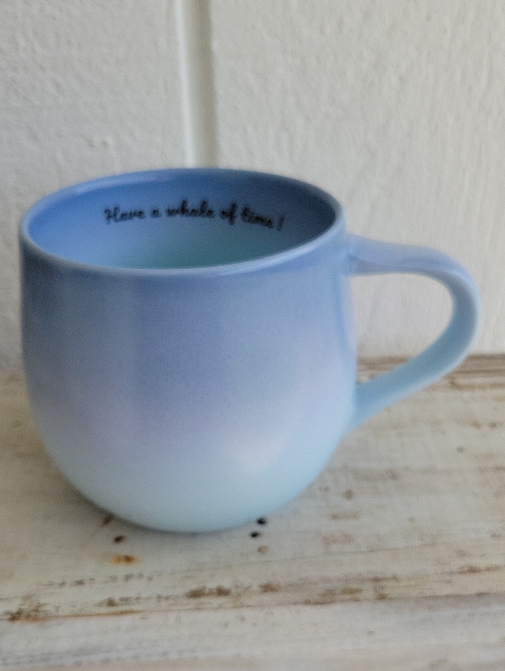 Blue Ombre Ceramic Mug with Whale On Bottom Have A Whale Of A Time